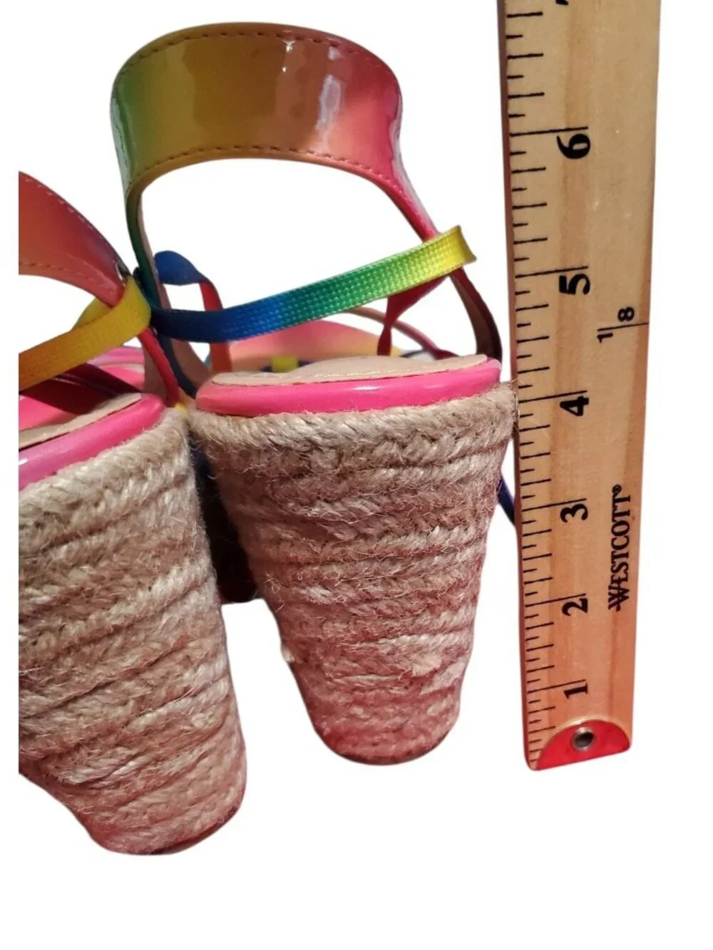 Liliana Emilia 3 Rainbow Espadrille Wedge Sandals With Tie-Up Straps Multicolor